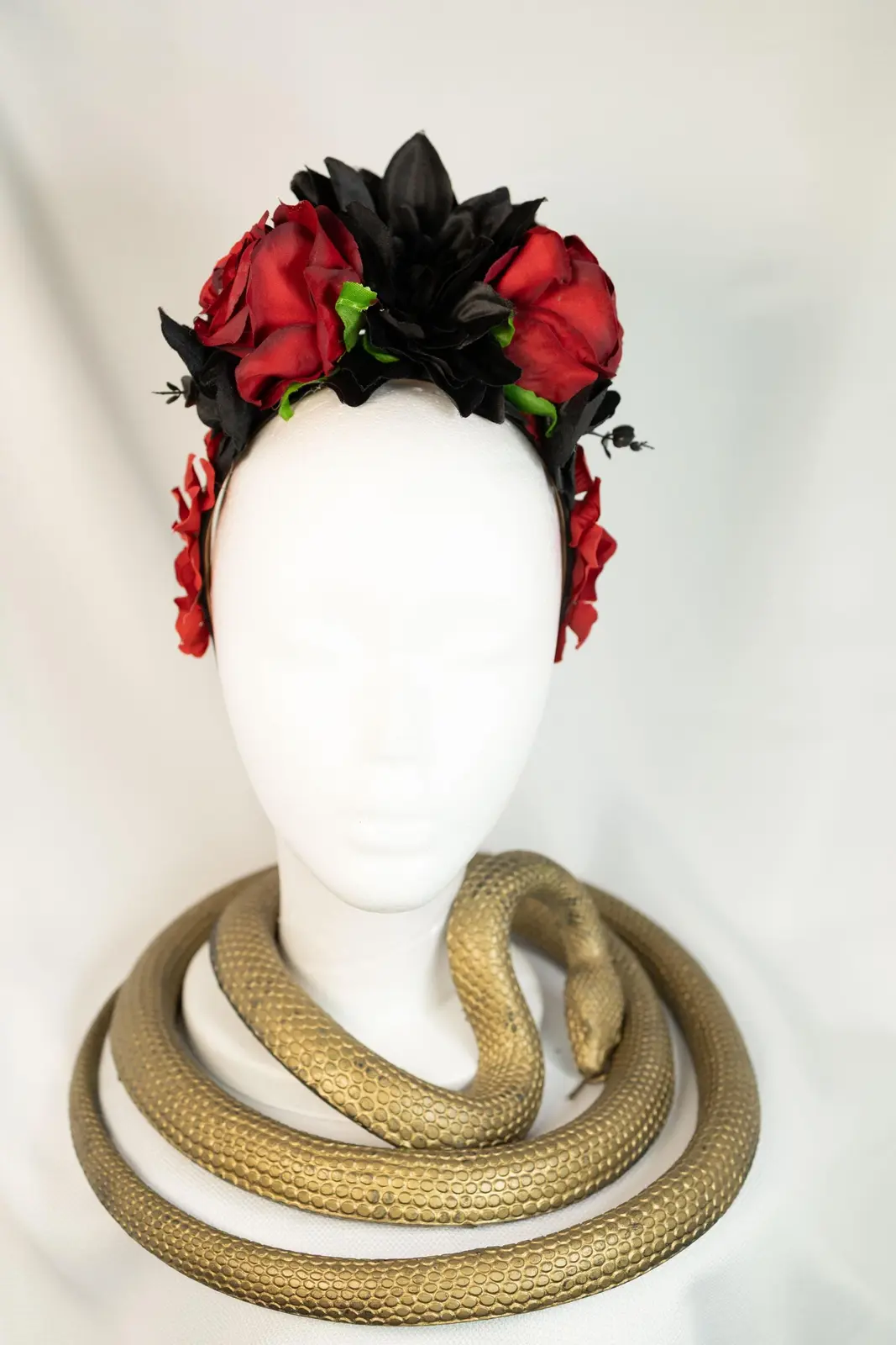 Black and red floral headpiece